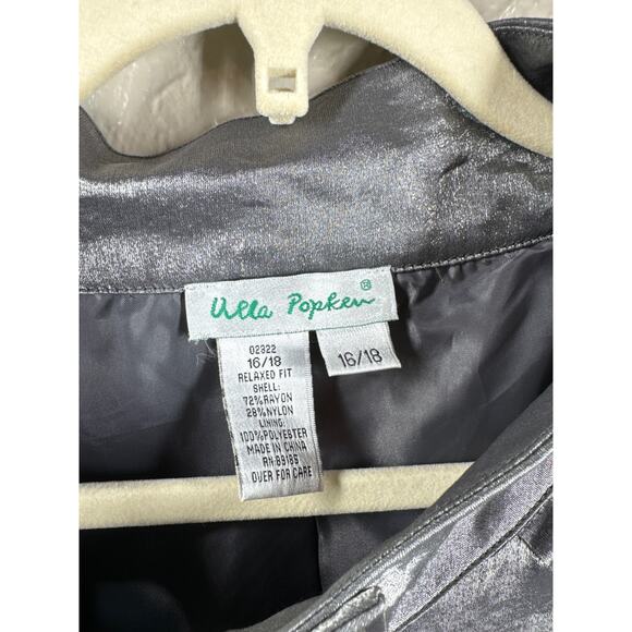 Ulla Popken Womens Mock Neck Short 3/4  Sleeve Pewter Silver Tunic Plus Sz 16/18 - Picture 3 of 5